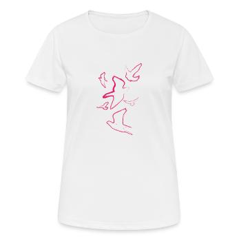 pigeons,birds,drawing,charcoal drawing,pink,deaf - Women's Breathable T-Shirt - white - Front - AI Model Female 172 dark (172cm)