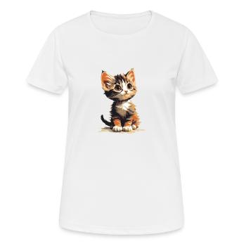 Kätzchen - Frauen T-Shirt atmungsaktiv - Weiß - Vorne - AI Model Female 172 dark (172cm)