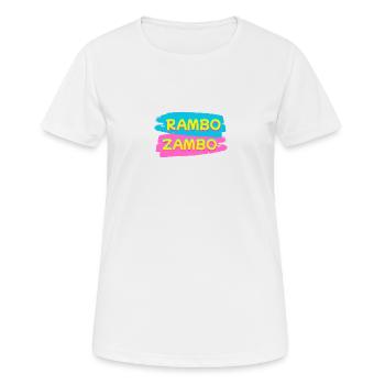 RAMBO ZAMBO - Frauen T-Shirt atmungsaktiv - Weiß - Vorne - AI Model Female 172 dark (172cm)