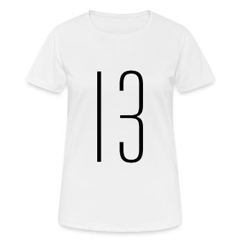 13 - Frauen T-Shirt atmungsaktiv - Weiß - Vorne - AI Model Female 172 dark (172cm)