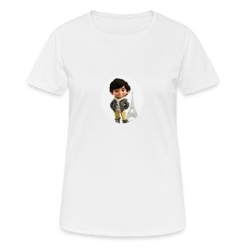 EIFFELTURM - Lächelnder Junge - Tourist - Frauen T-Shirt atmungsaktiv - Weiß - Vorne - AI Model Female 172 dark (172cm)