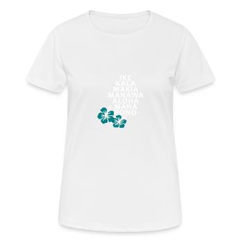 Fleurs Les principes Huna 7 / Hibiscus - T-shirt respirant Femme - blanc - Devant - AI Model Female 172 dark (172cm)