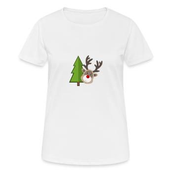 Weihnachtsrentier: Die rote Nase & der Tannenbaum - Frauen T-Shirt atmungsaktiv - Weiß - Vorne - AI Model Female 172 dark (172cm)
