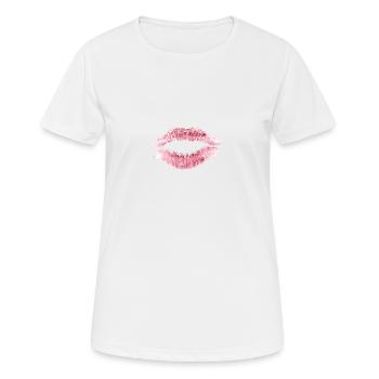 pink lips - Women's Breathable T-Shirt - white - Front - AI Model Female 172 dark (172cm)
