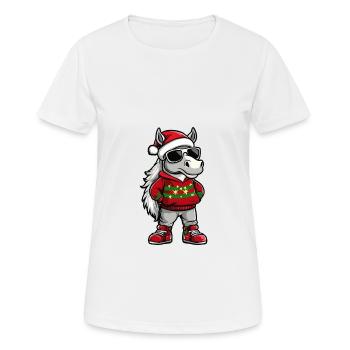 Cheval Noël Noël laid - T-shirt respirant Femme - blanc - Devant - AI Model Female 172 dark (172cm)