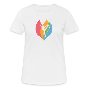 Équilibre sur les mains de gymnastique - T-shirt respirant Femme - blanc - Devant - AI Model Female 172 dark (172cm)