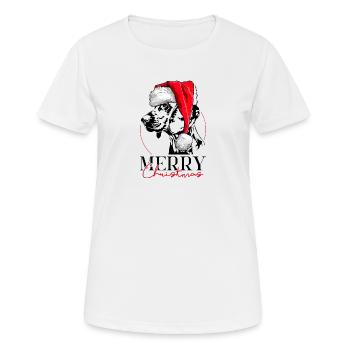 Père Noël CHIEN DE SUEUR HANOVRIEN Joyeux Noël - T-shirt respirant Femme - blanc - Devant - AI Model Female 172 dark (172cm)