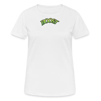 BOOST - Frauen T-Shirt atmungsaktiv - Weiß - Vorne - AI Model Female 172 dark (172cm)