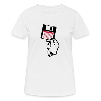 Diskette scheibe Disco Hand in Hand - Frauen T-Shirt atmungsaktiv - Weiß - Vorne - AI Model Female 172 dark (172cm)