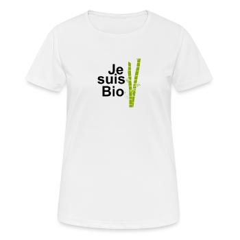Je suis bio - T-shirt respirant Femme - blanc - Devant - AI Model Female 172 dark (172cm)