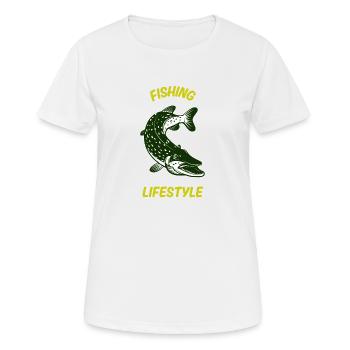 Lebensstil der Fischerei - Frauen T-Shirt atmungsaktiv - Weiß - Vorne - AI Model Female 172 dark (172cm)