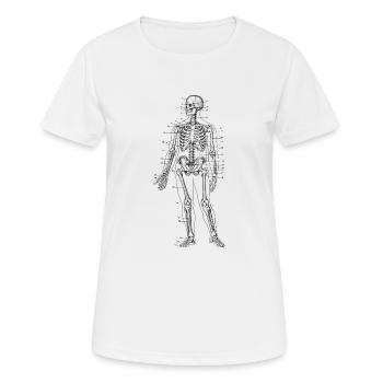 Skelett groß, schwarz, aus medizinischer Sicht. - Frauen T-Shirt atmungsaktiv - Weiß - Vorne - AI Model Female 172 dark (172cm)