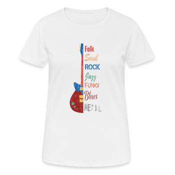 meine Gitarre, ich mag Noten und Musik - Frauen T-Shirt atmungsaktiv - Weiß - Vorne - AI Model Female 172 dark (172cm)