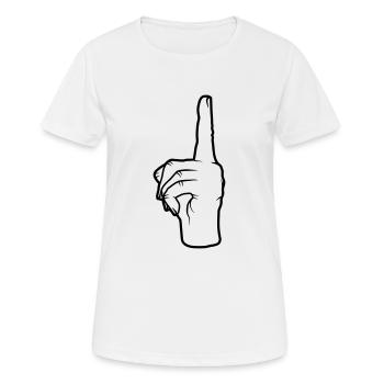 Geste de la main vers le haut - T-shirt respirant Femme - blanc - Devant - AI Model Female 172 dark (172cm)
