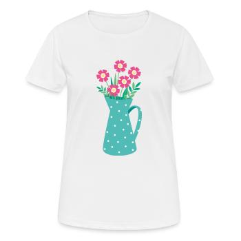 Bouquet en arrosoir - T-shirt respirant Femme - blanc - Devant - AI Model Female 172 dark (172cm)