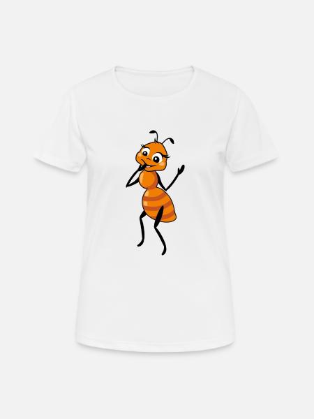 Cartoon shy ant - Women's Breathable T-Shirt - white