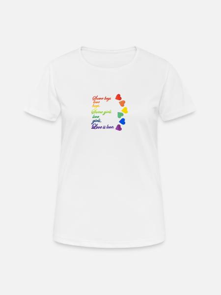 Ob lesbisch oder schwul, Liebe ist Liebe - Frauen T-Shirt atmungsaktiv - Weiß