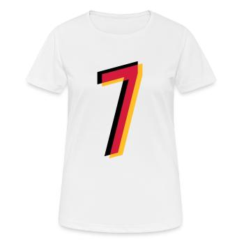 7 Numéro Allemagne maillot numéro noir or rouge - T-shirt respirant Femme - blanc - Devant - AI Model Female 172 dark (172cm)