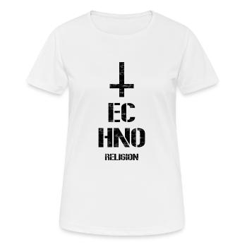 Techno - Rave - Cadeau - Techno merch - Cross - T-shirt respirant Femme - blanc - Devant - AI Model Female 172 dark (172cm)