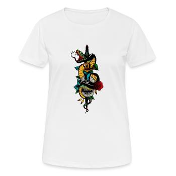 head of death snake skull old school tattoo dagger - Women's Breathable T-Shirt - white - Front - AI Model Female 172 dark (172cm)