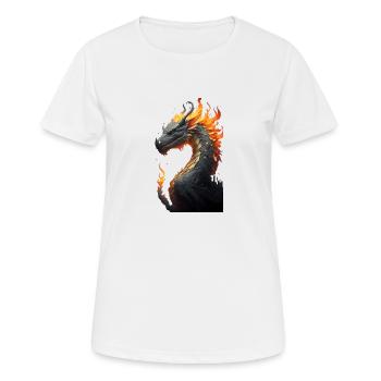 Tête de dragon avec du feu - T-shirt respirant Femme - blanc - Devant - AI Model Female 172 dark (172cm)