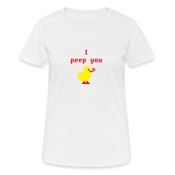 I peep you - Ich liebe Dich Pixel Küken Geschenk - Frauen T-Shirt atmungsaktiv - Weiß - Vorne - AI Model Female 172 dark (172cm)