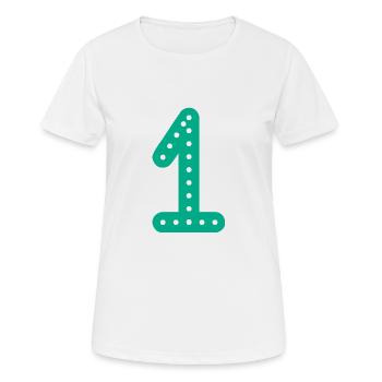 1 AN. 1er ANNIVERSAIRE. ANNIVERSAIRE 1 AN.1 - T-shirt respirant Femme - blanc - Devant - AI Model Female 172 dark (172cm)