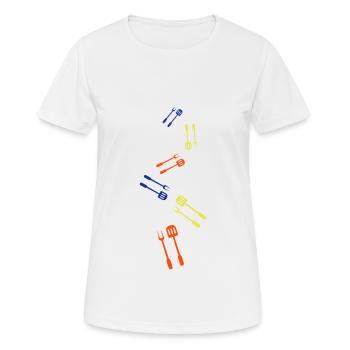 Grillzange Grillen Symbol - Frauen T-Shirt atmungsaktiv - Weiß - Vorne - AI Model Female 172 dark (172cm)