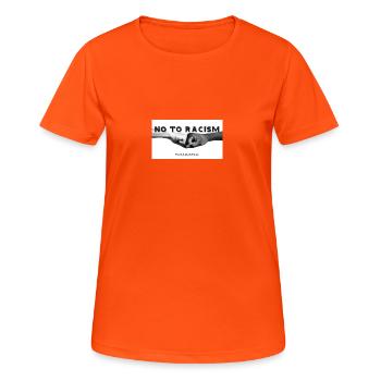 Non au racisme - T-shirt respirant Femme - orange néon - Devant - AI Model Female 172 dark (172cm)