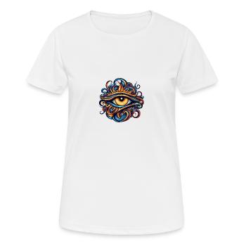 Festisolar - Auge des Horus - Oudjat-Auge - Frauen T-Shirt atmungsaktiv - Weiß - Vorne - AI Model Female 172 dark (172cm)
