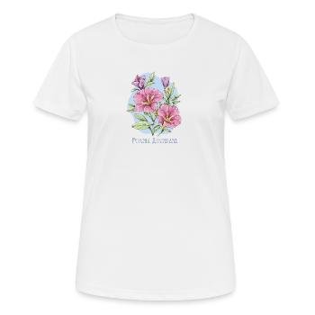 Gartenpetunie (gewöhnlich) botanische Zeichnung - Frauen T-Shirt atmungsaktiv - Weiß - Vorne - AI Model Female 172 dark (172cm)