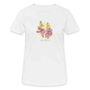 Malvenrosa botanische Zeichnung - Frauen T-Shirt atmungsaktiv - Weiß - Vorne - AI Model Female 172 dark (172cm)