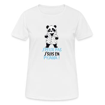 Je peux pas je suis en pyjama - T-shirt respirant Femme - blanc - Devant - AI Model Female 172 dark (172cm)