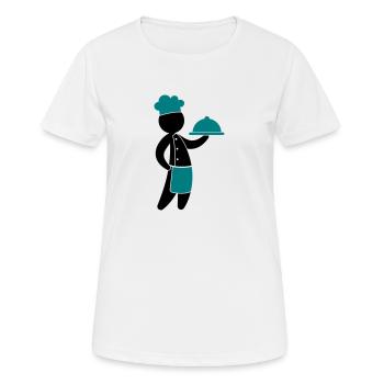A gourmet chef serves guests - Women's Breathable T-Shirt - white - Front - AI Model Female 172 dark (172cm)