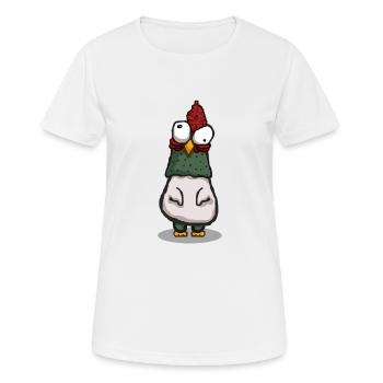 Verrücktes Huhn mit großen Augen - Frauen T-Shirt atmungsaktiv - Weiß - Vorne - AI Model Female 172 dark (172cm)
