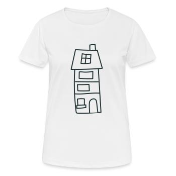 A cute tall Irregular house - Women's Breathable T-Shirt - white - Front - AI Model Female 172 dark (172cm)