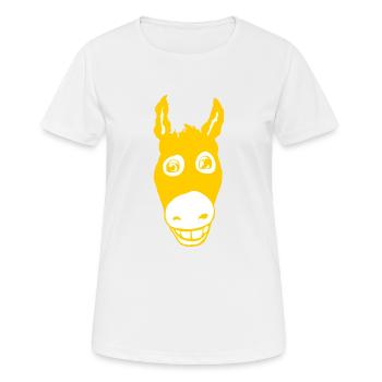 Jaune âne souriant - T-shirt respirant Femme - blanc - Devant - AI Model Female 172 dark (172cm)