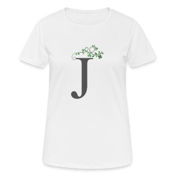 J avec feuilles de colle - T-shirt respirant Femme - blanc - Devant - AI Model Female 172 dark (172cm)