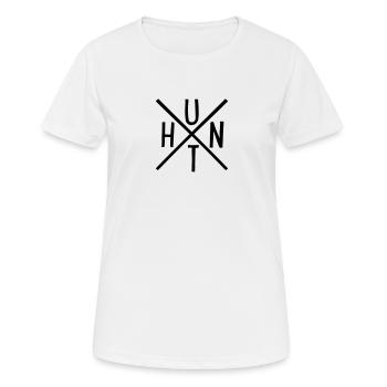 hunt - Frauen T-Shirt atmungsaktiv - Weiß - Vorne - AI Model Female 172 dark (172cm)