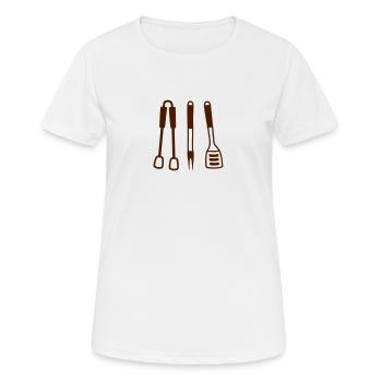 Grillbesteck - Frauen T-Shirt atmungsaktiv - Weiß - Vorne - AI Model Female 172 dark (172cm)