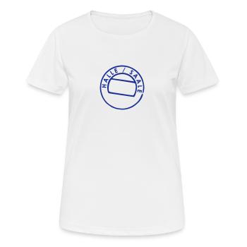Halle an der Saale - Frauen T-Shirt atmungsaktiv - Weiß - Vorne - AI Model Female 172 dark (172cm)