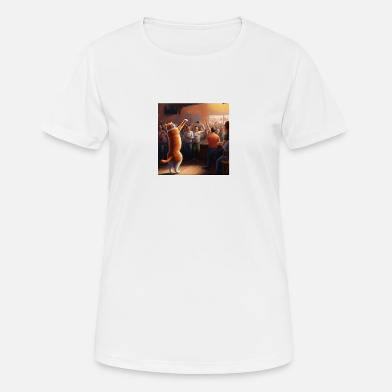 Orange cat dancing - Women's Breathable T-Shirt - white