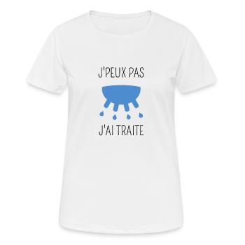 Je peux pas j'ai traite - T-shirt respirant Femme - blanc - Devant - AI Model Female 172 dark (172cm)
