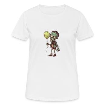 Cooler Comic Zombie mit gelbem Luftballon - Frauen T-Shirt atmungsaktiv - Weiß - Vorne - AI Model Female 172 dark (172cm)