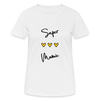 MAMIE. BONNE FÊTE MAMIE. SUPER MAMIE. FÊTE - T-shirt respirant Femme - blanc - Devant - AI Model Female 172 dark (172cm)