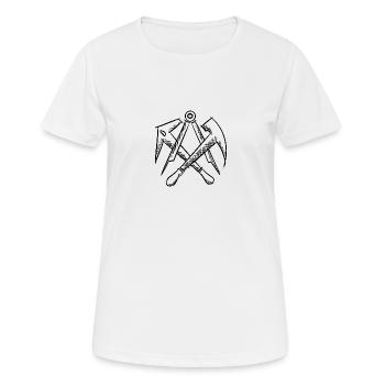 Enseigne de guilde de couvreur, dessinée à la main. Dessin - T-shirt respirant Femme - blanc - Devant - AI Model Female 172 dark (172cm)