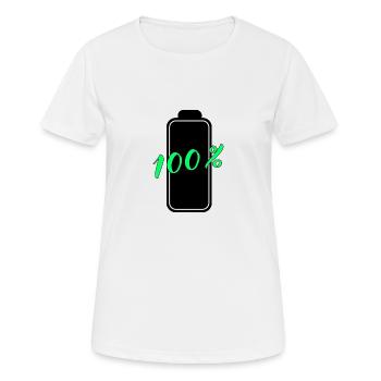 Batterie a 100% complète énergie - T-shirt respirant Femme - blanc - Devant - AI Model Female 172 dark (172cm)