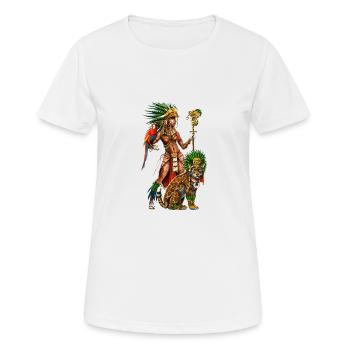 Aztekische Jaguar Kriegerin - Frauen T-Shirt atmungsaktiv - Weiß - Vorne - AI Model Female 172 dark (172cm)