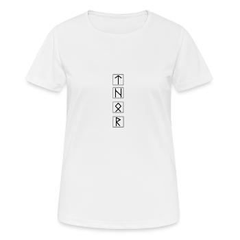 THOR Runensprache Schwarz - Frauen T-Shirt atmungsaktiv - Weiß - Vorne - AI Model Female 172 dark (172cm)