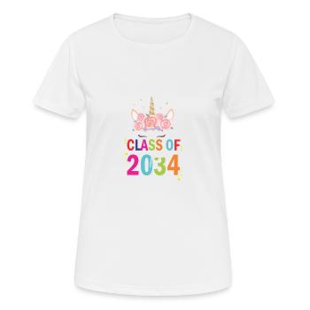 Nettes Einhorn erster Schulklasse 2034 Wachsen Sie - Frauen T-Shirt atmungsaktiv - Weiß - Vorne - AI Model Female 172 dark (172cm)